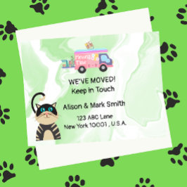 Cartão Postal Movendo o anúncio Nova Casa com gato