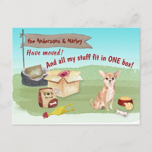 Cartão Postal Movendo os bonitos Chihuahua Brinquedos nossa nova (Frente)