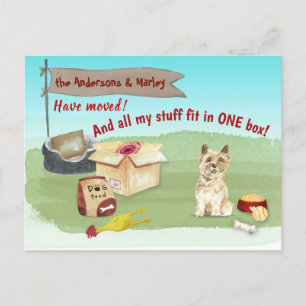 Cartão Postal Movendo os Cairn Terrier Dog Toys Nossa Nova Casa 