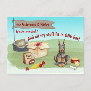 Cartão Postal Movendo os Dog Doberman Toys Nossa Nova Casa  