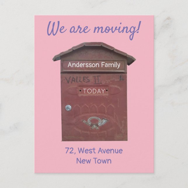 Cartão Postal Movendo Texto Personalizado da Caixa de Correio Ve (Frente)