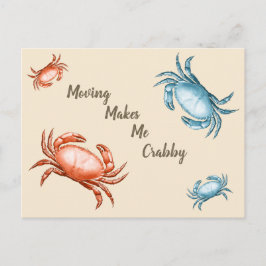 Cartão Postal Mover Caranguejos Vermelhos e Azuis me Torna Crabb