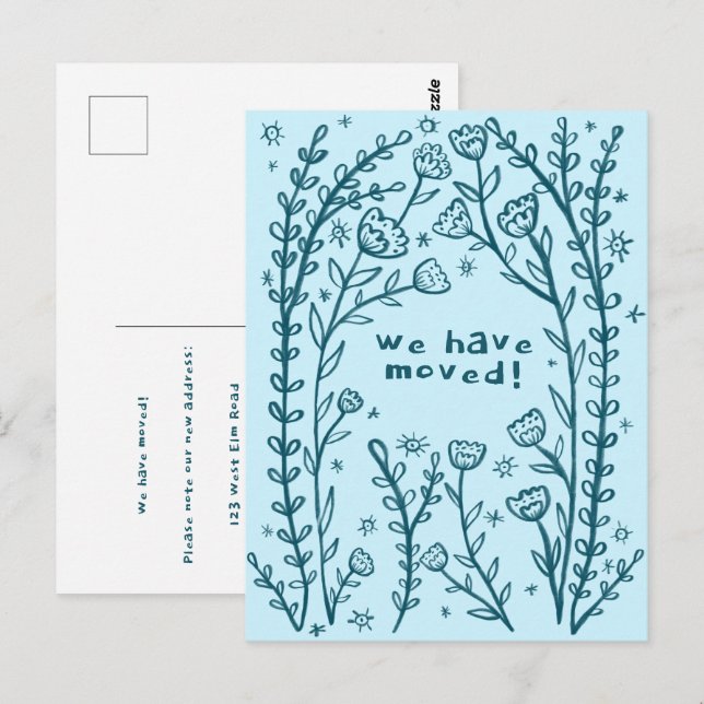 Cartão Postal Movimentação da Porta de Esquema de Frame Floral d (Frente/Verso)