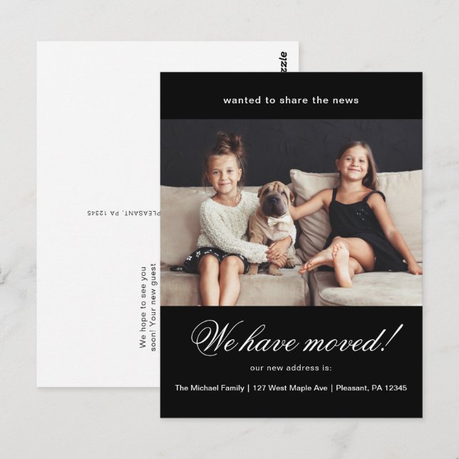 Cartão Postal Movimentamos Novo Anúncio de Foto de Endereço (Frente/Verso)