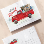 Cartão Postal Movimentamos Novo Endereço Doméstico Red Truck<br><div class="desc">Compartilhe sua entusiasmo sobre sua mudança com amigos e familiares! Esta coloração d'água clássica do caminhão vermelho clássico que movemos o cartão de anúncio tem um roteiro decorativo e fontes modernas que você pode personalizar facilmente clicando no botão "Personalizar". Planejar uma festa de inauguração? Personalize facilmente este cartão postal para...</div>