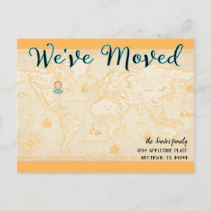 Cartão Postal Movimentamos o Mapa de Vintage com o Endereço do 