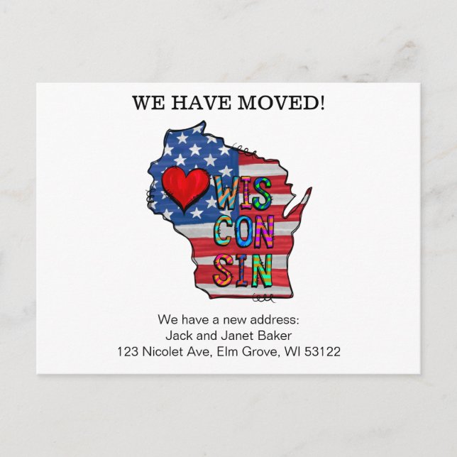 Cartão Postal Movimentamos Os Estados De Wisconsin Para O Anúnci (Frente)