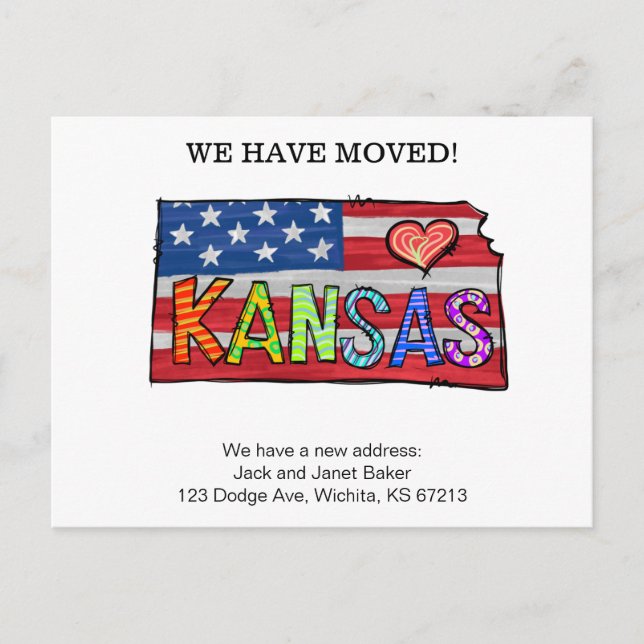 Cartão Postal Movimentámos Os Estados Do Kansas Para O Anúncio P (Frente)