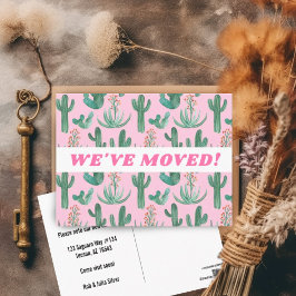 Cartão Postal MOVIMENTO ANÚNCIO Deserto Cactus Watercolor Pink