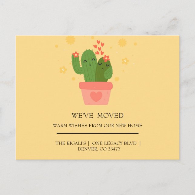 Cartão Postal movimento de casa do Cactus fofo (Frente)