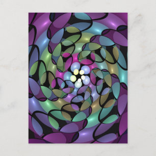 Cartão Postal Movimentos Coloridos Arte Fractal Abstrata Trippy