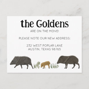 Cartão Postal MOVING ANNOUNCEMENT Javelina Family Southwest