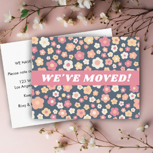 Cartão Postal MOVING ANUNCEMENT Floral Daisies Patterno PERSONAL