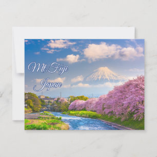 Cartão Postal Mt. Fuji Japan River, Cherry Blossom Primavera