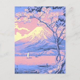Cartão Postal Mt. Fuji, rosa e roxo, do lago Yamanaka Poster