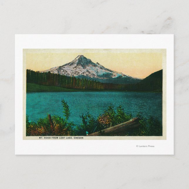 Cartão Postal Mt. Hood do Lago Perdido, ORMt. Hood, OU (Frente)