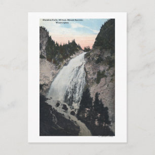 Cartão Postal Mt. Rainier, Washington - Vista de Sluiskin Falls
