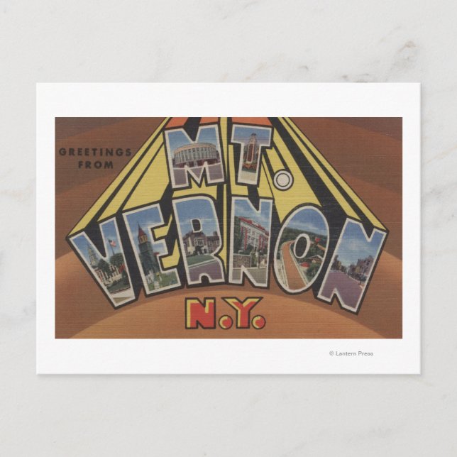 Cartão Postal Mt. Vernon, Nova Iorque - Cenas com Letras Grandes (Frente)