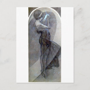 Cartão Postal mucha estrela do norte art nouveau deco