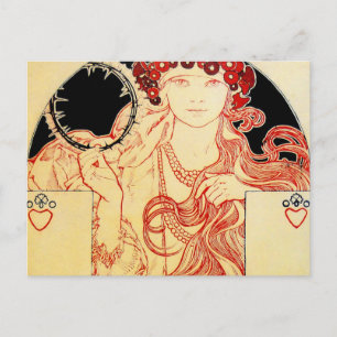 Cartão Postal Mucha ~ Girl do Poster da exposição do Brooklyn