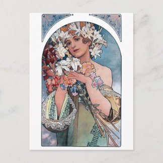 Cartão Postal mucha lillies art deco dom