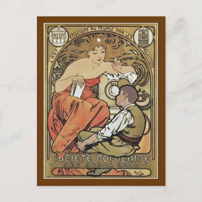 Cartão Postal Mucha - Societe Populaire des Beaux-Arts (Frente)