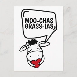 Cartão Postal Muchas Gracias Cow Pareciam Muitos Obrigados Engra