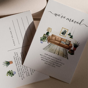 Cartão Postal Mudamos a Sala de Estar do Chic Boho