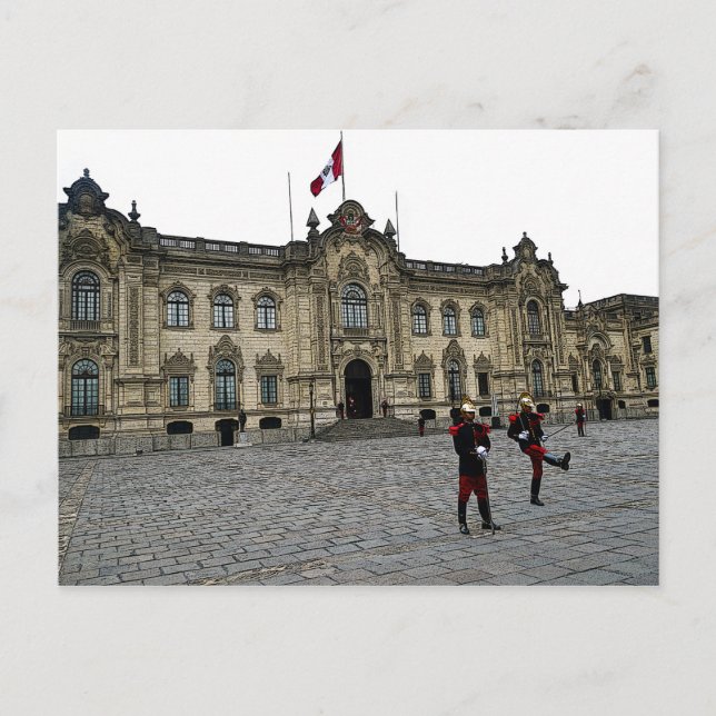 Cartão Postal Mudança da Guarda em Lima, Peru (Frente)