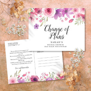 Cartão Postal Mudança de Data Adiada Evento Cancelado Floral