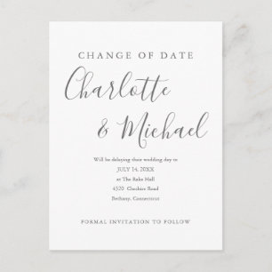 Cartão Postal Mudança de Data da Assinatura Moderna Adiada