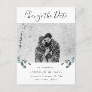 Cartão Postal Mudança de Data da Foto em Aquarela Eucalyptus Cre