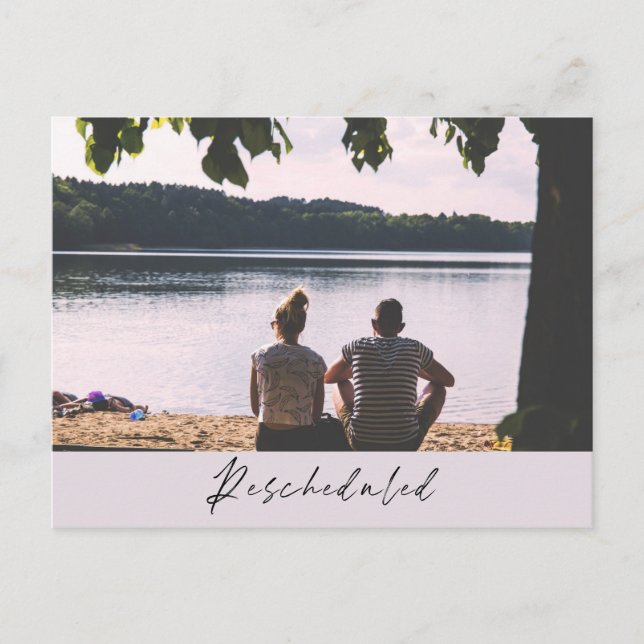 Cartão Postal Mudança de data de casamento do Lago Reprogramado (Frente)