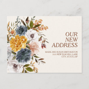 Cartão Postal Mudança de endereço Amarelo Azul Ferrugem outono
