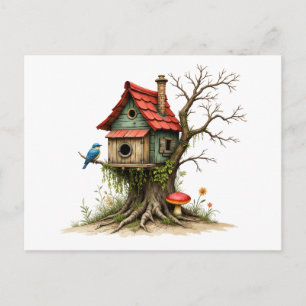 Cartão Postal Mudança de Endereço Casa de Pássaros Encantadora