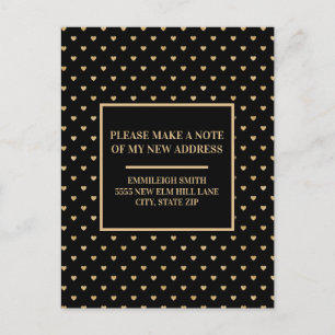 Cartão Postal Mudança de endereço Corações Dourados Elegante
