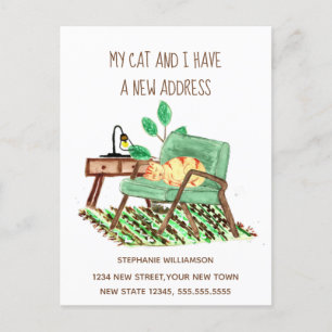 Cartão Postal Mudança de endereço Gato Laranja  Anúncio de Mudan
