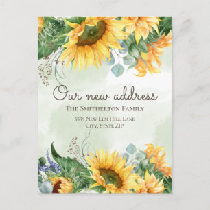 Cartão Postal Mudança de endereço Girassóis