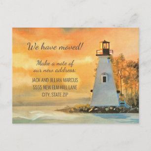 Cartão Postal Mudança de Endereço Lighthouse Painting Coast Su
