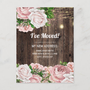 Cartão Postal Mudança de endereço Madeira Floral Russa Rosa-Ro
