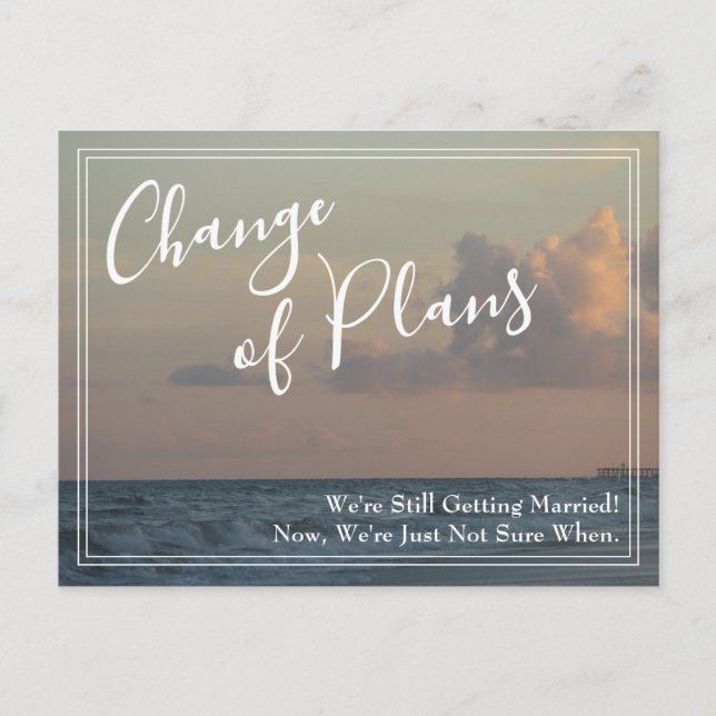 Cartão Postal Mudança de Foto em Praia de Planos Adiados de Casa (Frente)