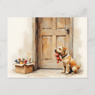 Cartão Postal Mudança Divertida de Endereço do Cão Marrom Claro