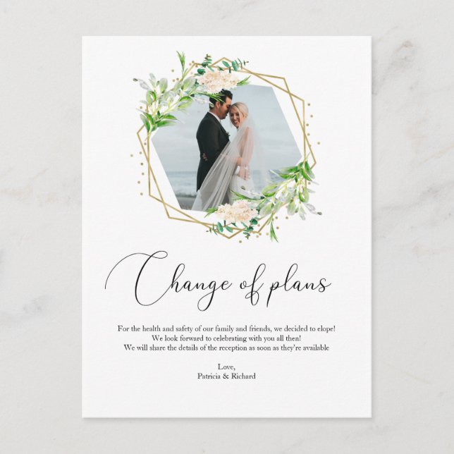 Cartão Postal Mudança Geométrica de Planos de Casamento na Natur (Frente)