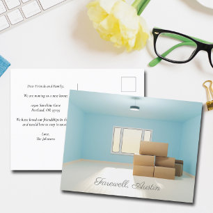 Cartão Postal Mudança moderna de despedida de endereço Nova sa