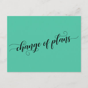 Cartão Postal Mudança Verde Elegante de Planos Adiada de Casamen