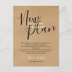 Cartão Postal Mudar a Data Adiada Cancelada Foto Rústica