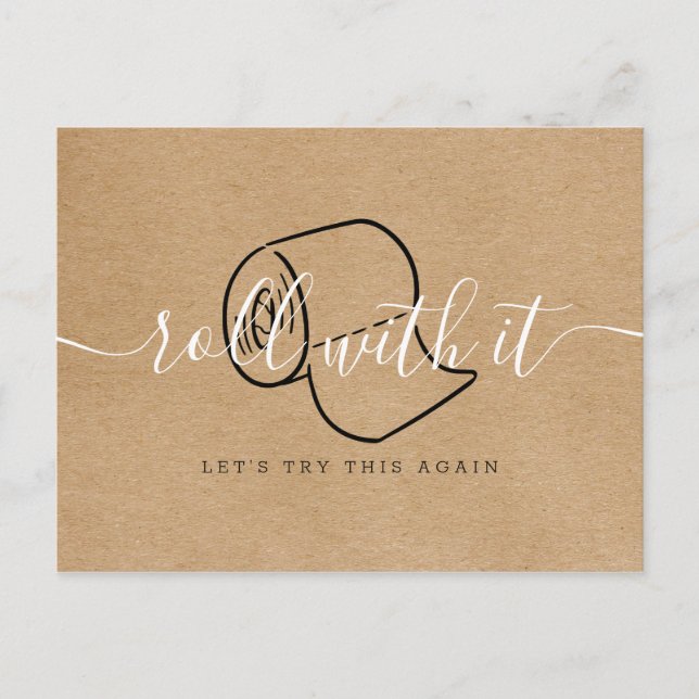 Cartão Postal Mudar a Data Adiada Cancelada Rústica (Frente)