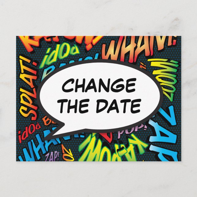 Cartão Postal Mudar a Data Diversão Tipográfica Moderna (Frente)