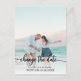 Cartão Postal Mudar a Data do Casamento Adiada Letra Preta