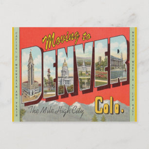 Cartão Postal Mudar para o endereço do estilo de vintage Denver